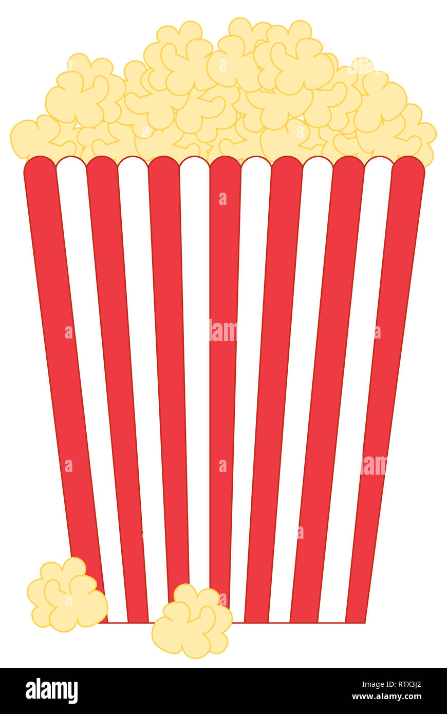 Cinéma popcorn fort rouge et blanc à rayures illustration Banque D'Images