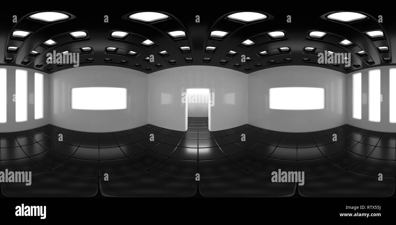 8K carte HDRI sphériques, panorama de l'environnement, l'arrière-plan à contraste élevé moderne source de lumière d'intérieur 3D Rendering (Rendu équirectangulaire) Banque D'Images