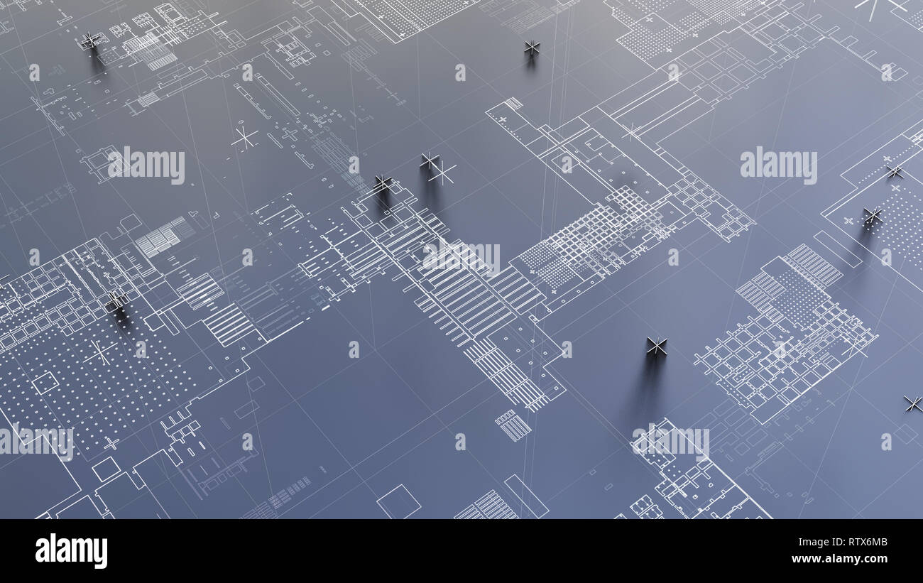 Résumé Contexte technologique avec des lignes blanches Banque D'Images