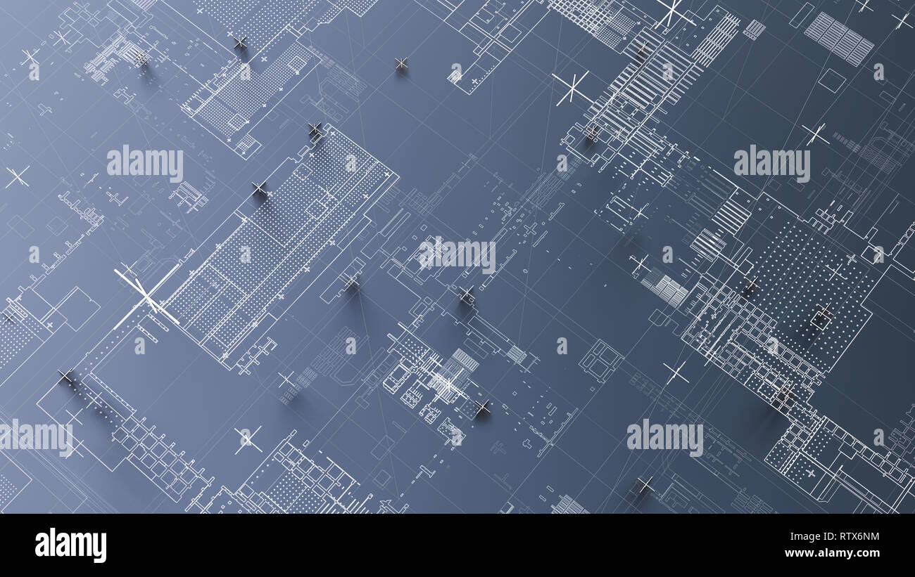 Résumé Contexte technologique avec des lignes blanches Banque D'Images