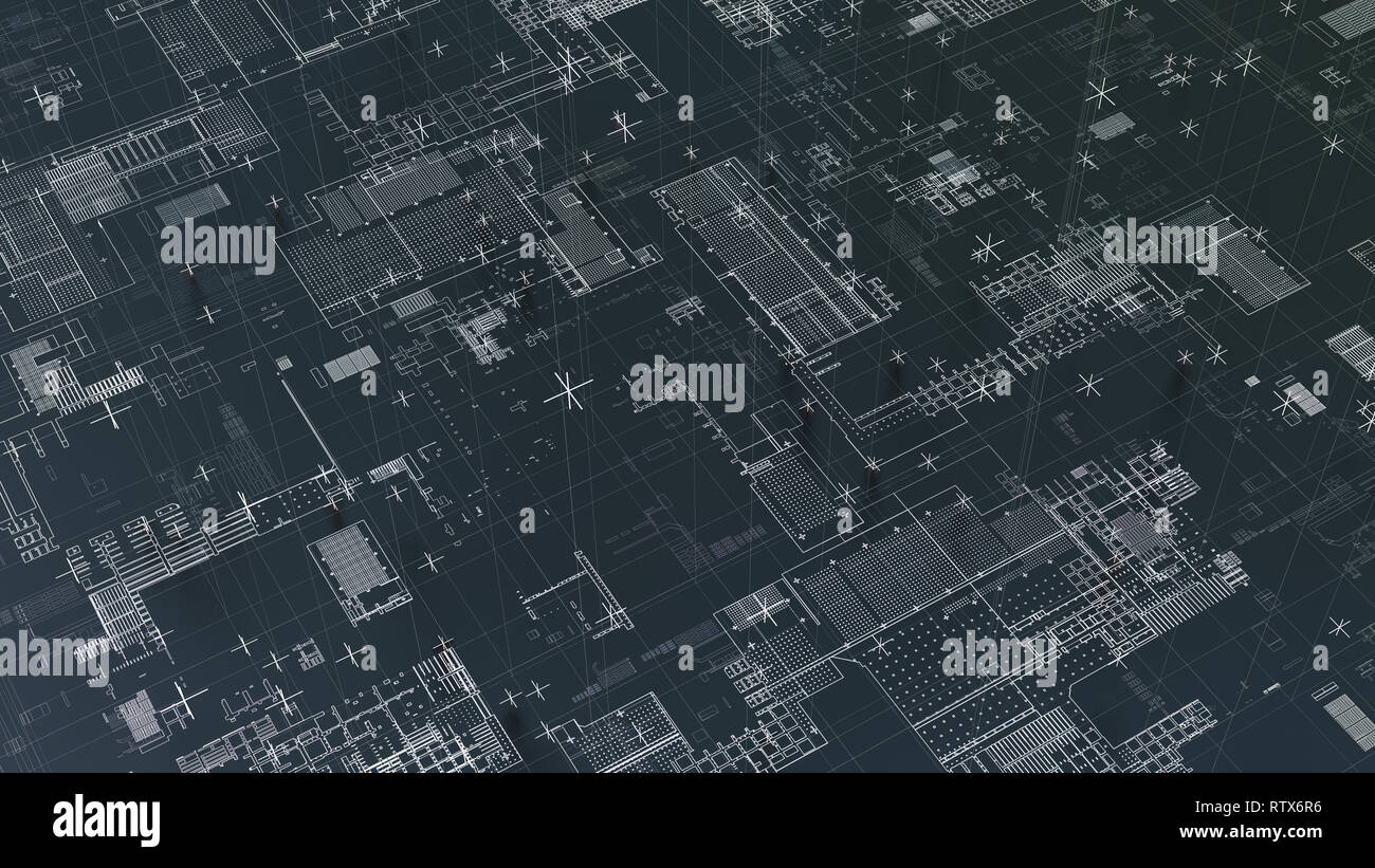 Résumé Contexte technologique avec des lignes blanches Banque D'Images