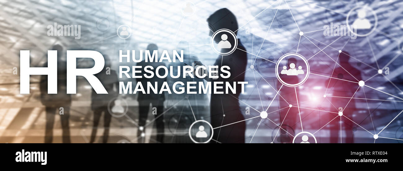 La gestion des ressources humaines, RH, Team Building et de recrutement concept sur fond flou. Banque D'Images