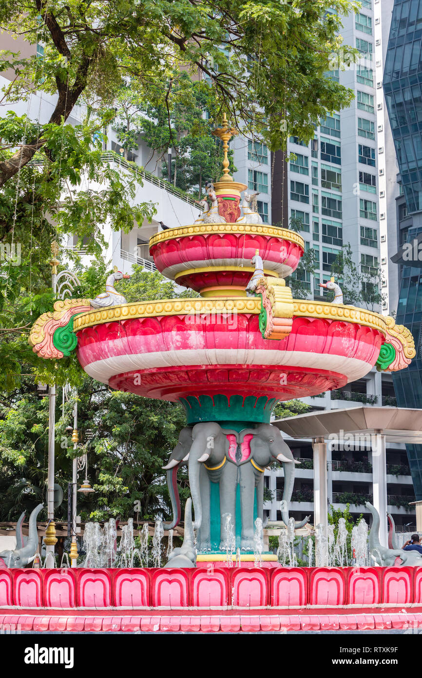 Fontaine de jonction Brickfields, Little India, Kuala Lumpur, Malaisie. Banque D'Images