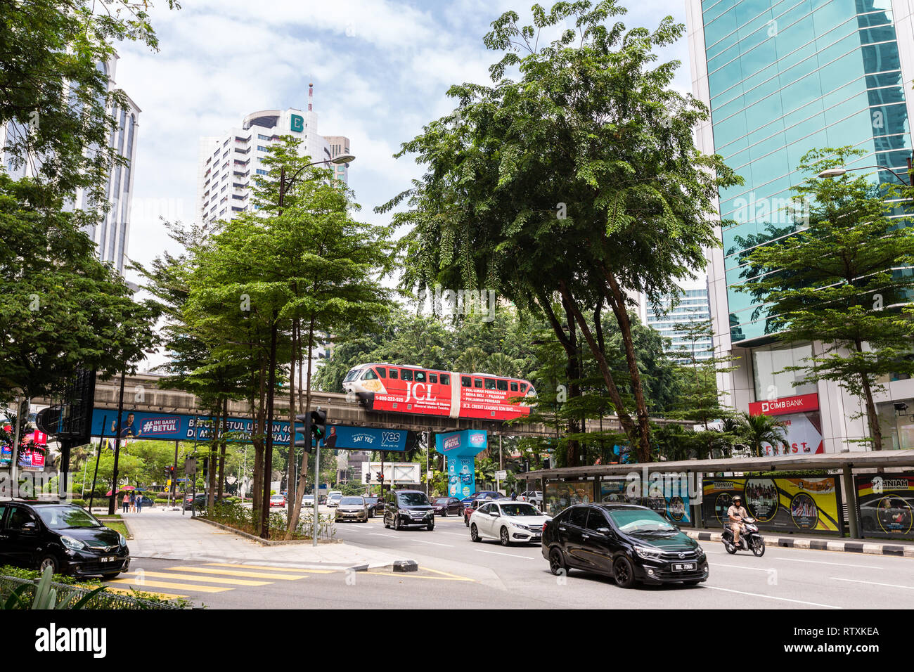 Monorail de Kuala Lumpur desservant le centre de Kuala Lumpur, Malaisie. Banque D'Images