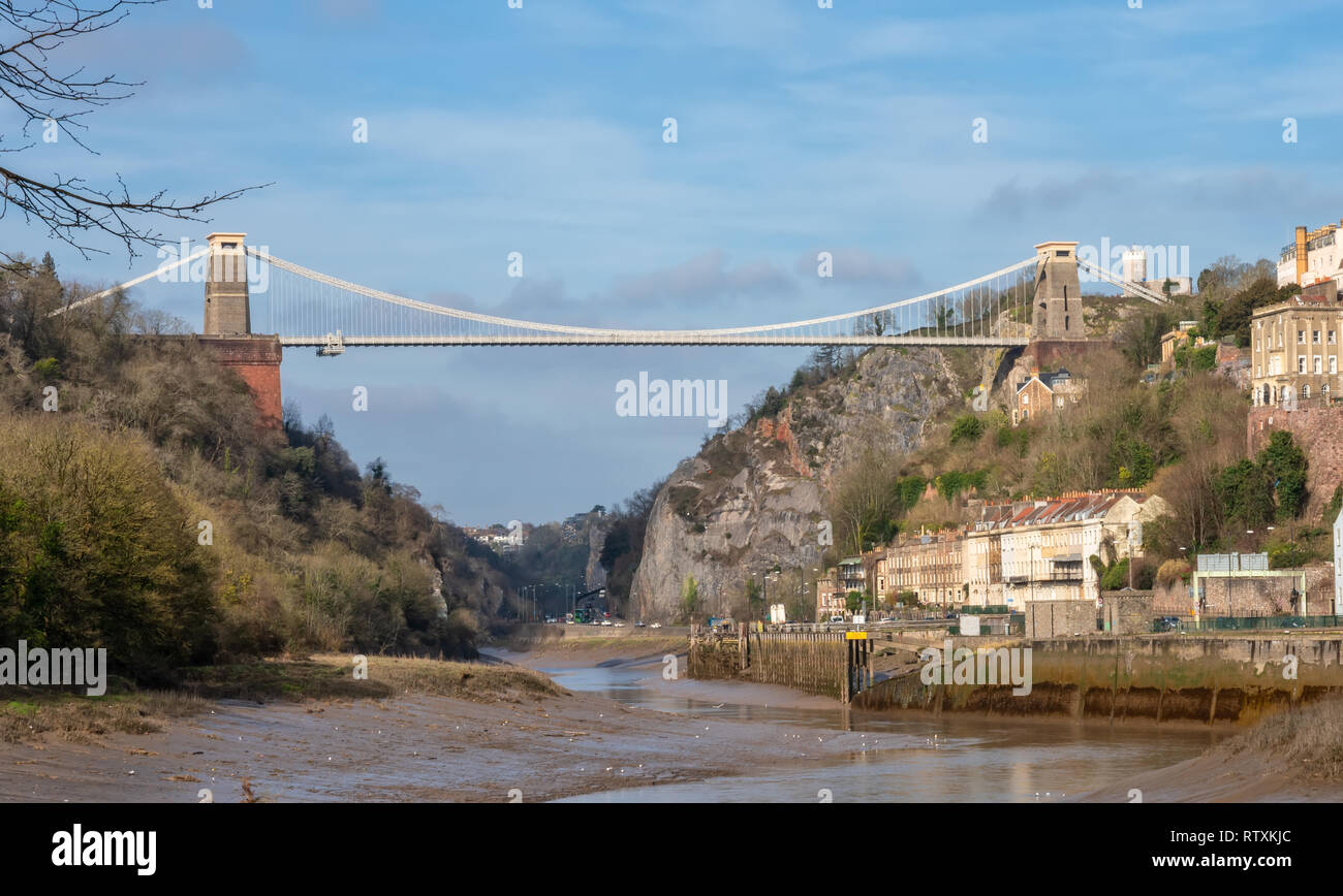 Vue sur le pont suspendu de Clifton Clifton et domaine de Bristol, Royaume-Uni Banque D'Images