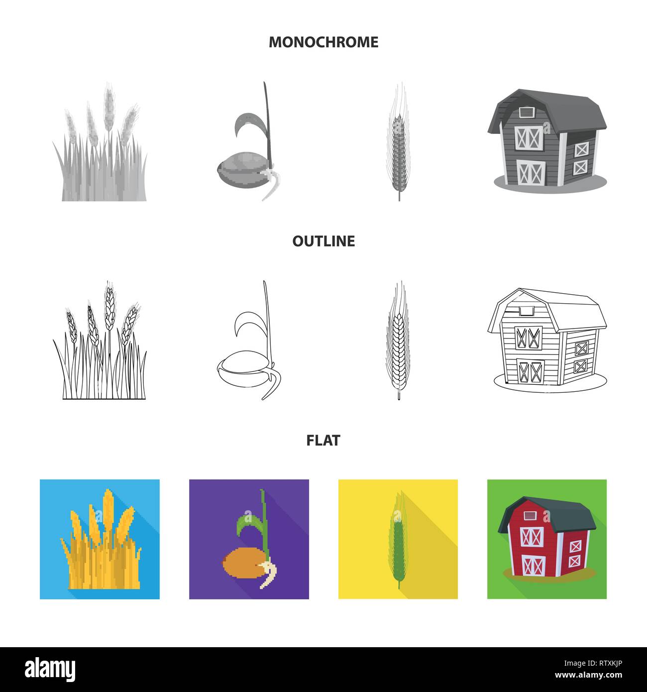 Semences de printemps,grenier,spike,hiver,grandir,bâtiment,orge,industrie,root,terrain,automne,maïs,,eco,dur,Culture,campagne,germination germination,remise,processus,vert,mûrs,DE,plantation,meadow cottage,pain,évolution,agriculture,agriculture,seigle,plantes,blé,maïs,grain,récolte,ferme,,champ,set,icône,,illustration,collection,isolé,design,graphisme,élément vecteur vecteurs,signer , Illustration de Vecteur
