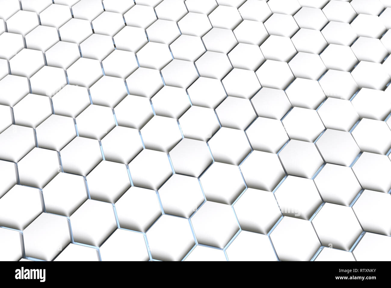 Le rendu 3D, l'arrière-plan hexagonal blanc Banque D'Images