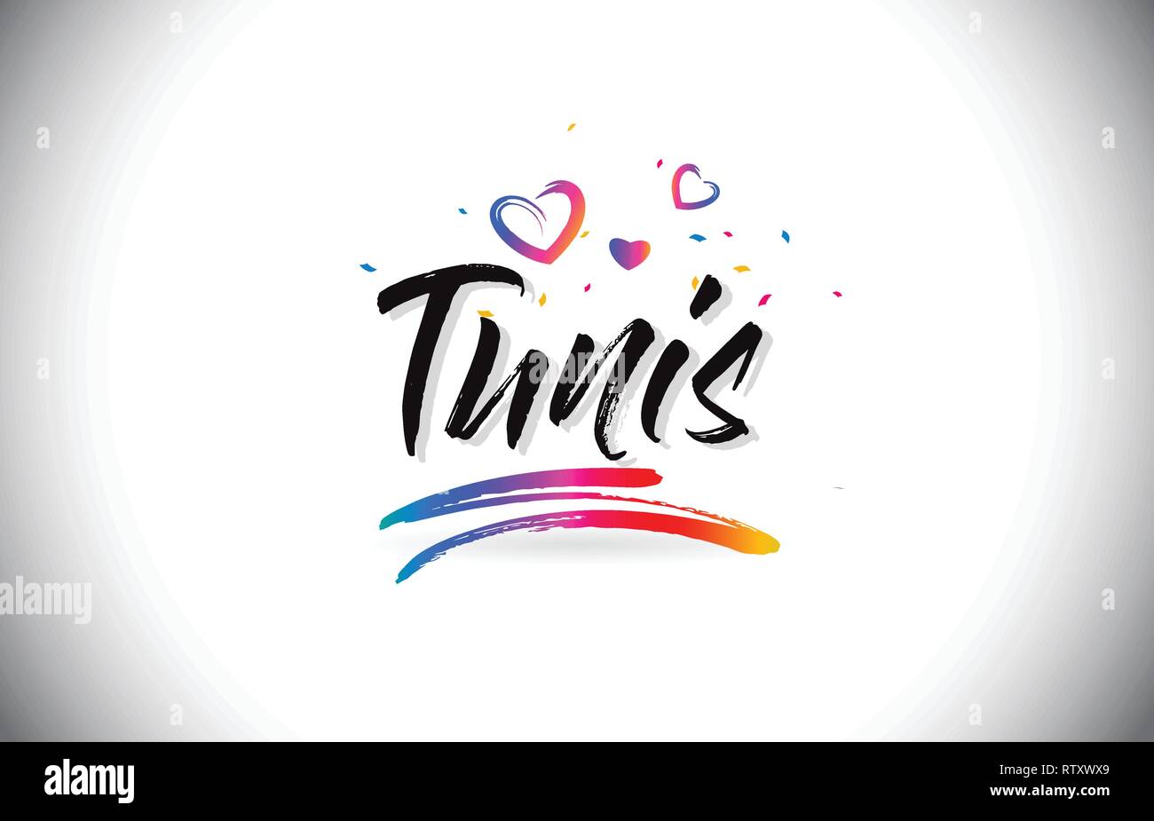 Bienvenue à Tunis mot Texte avec amour Coeurs et manuscrites créatifs font Design Vector Illustration. Illustration de Vecteur