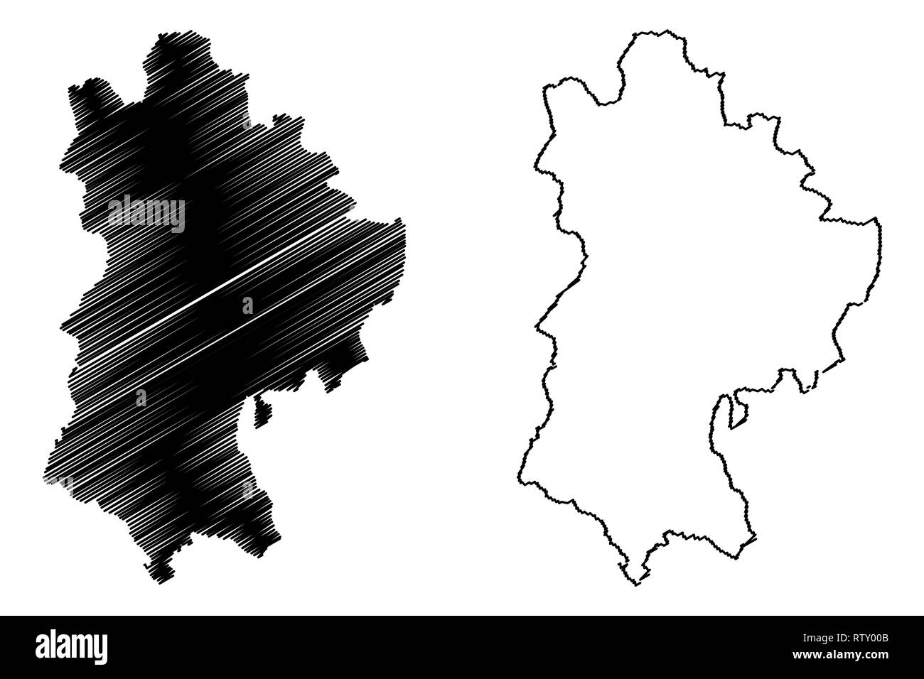 Bedfordshire (Royaume-Uni, Angleterre, non-metropolitan county, shire county) map vector illustration gribouillage, croquis d'appoint. site Illustration de Vecteur