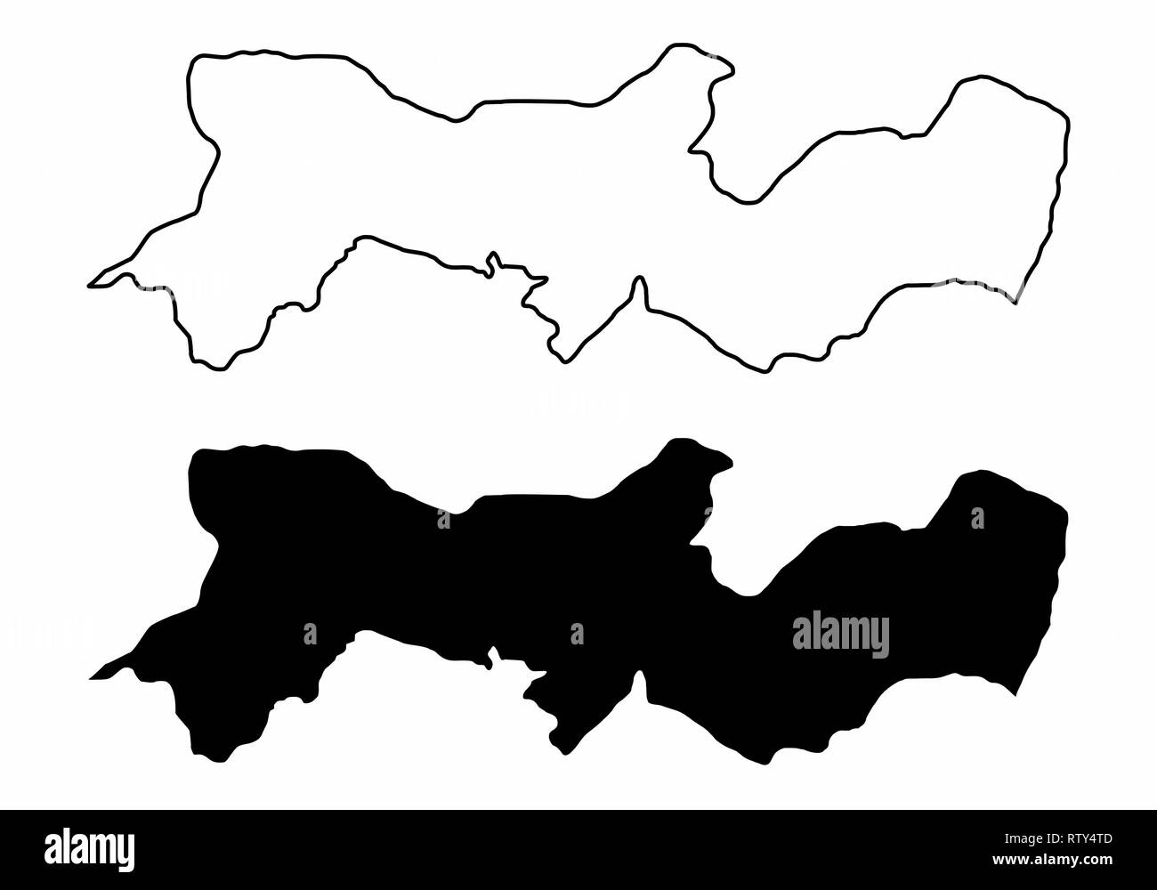 Cartes en noir et blanc de l'État de Pernambuco, Brésil Illustration de Vecteur