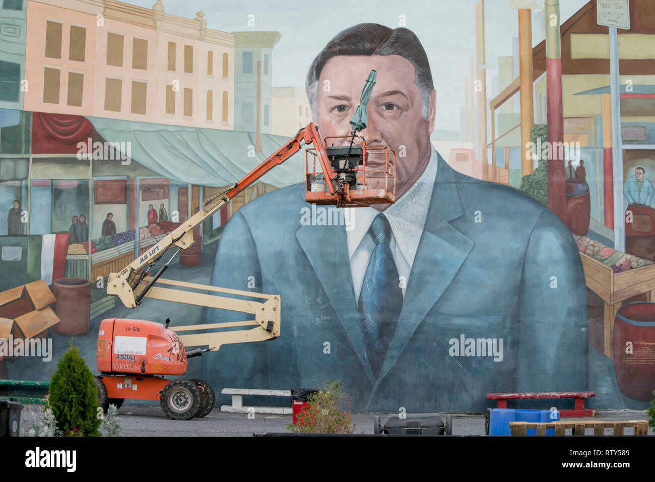 Passé le maire Frank Rizzo murale dans Sud de Philadelphie, le marché italien Banque D'Images