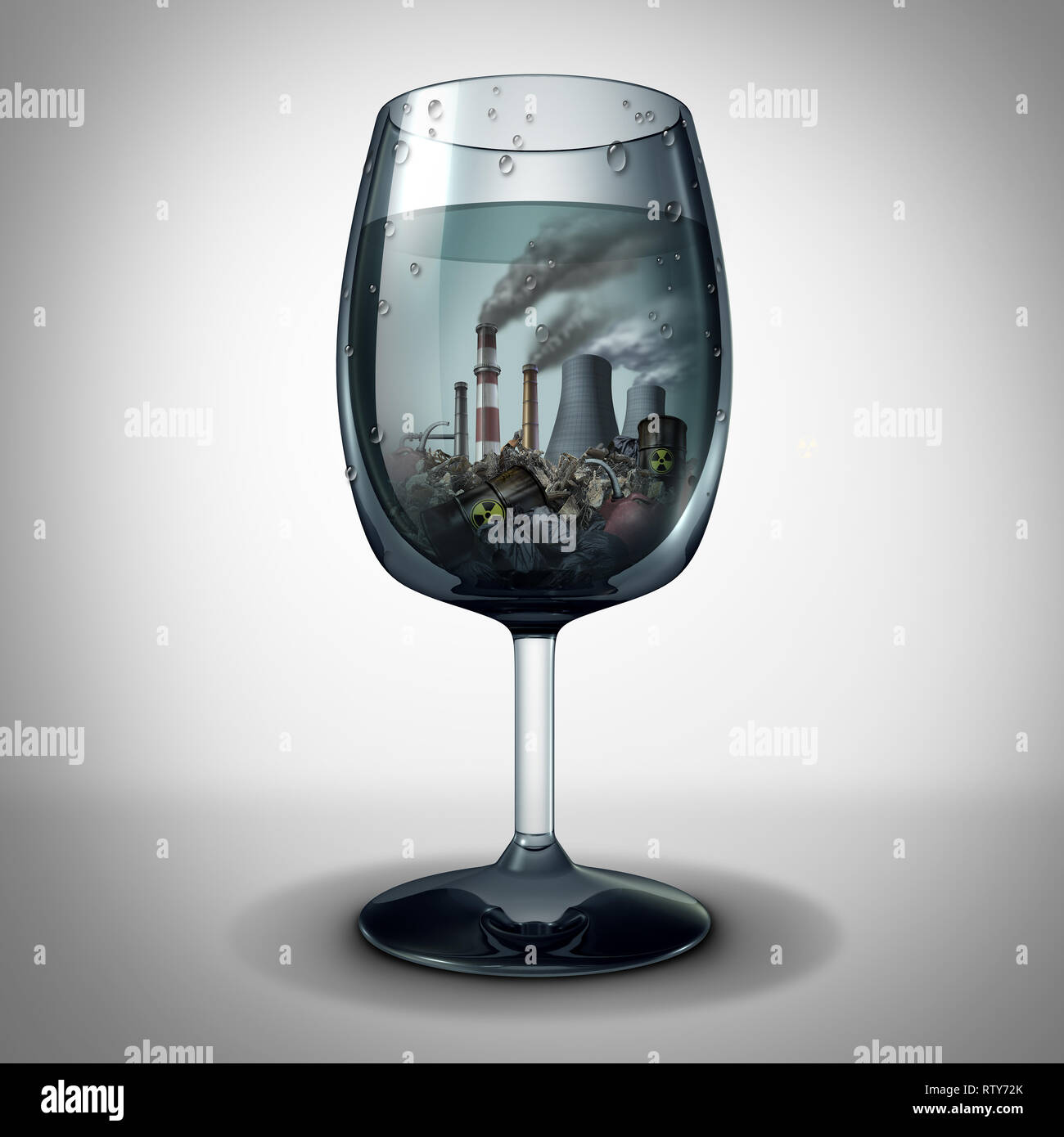 L'eau et pollution industrielle concept et toxiques contaminés boisson potable du robinet comme un 3D illustration. Banque D'Images
