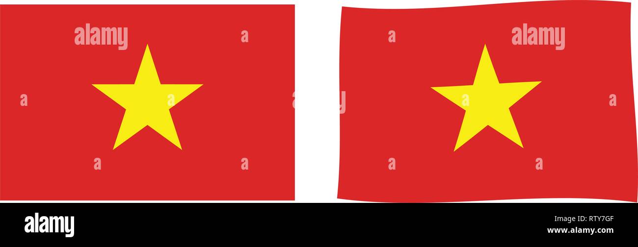 République socialiste du Viêt Nam drapeau. Version simple et légèrement onduler. Illustration de Vecteur