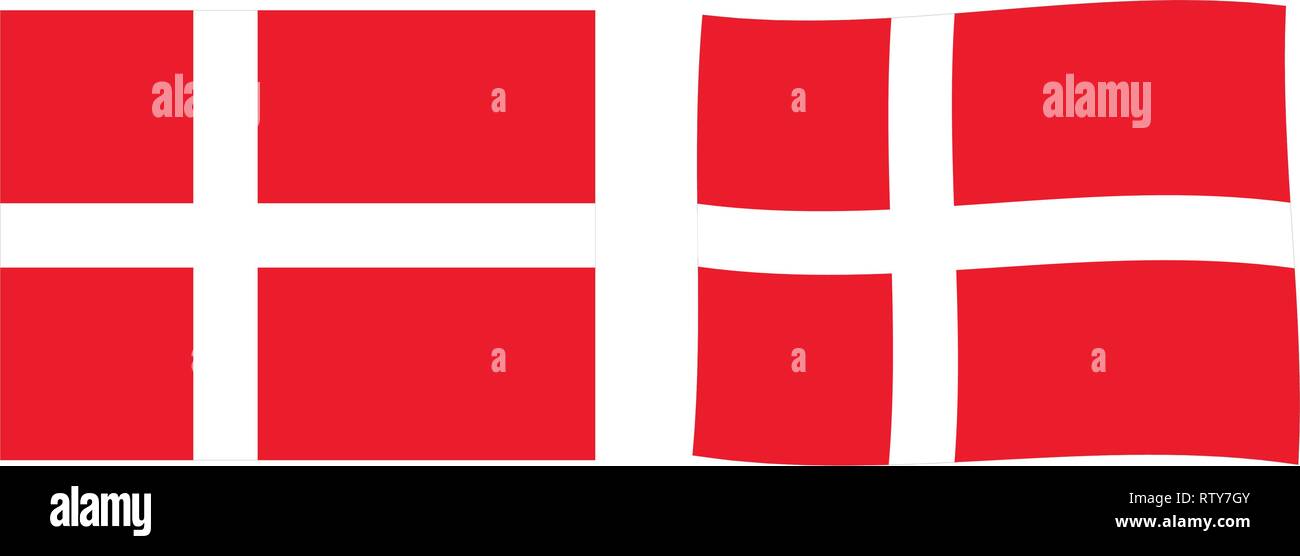 Royaume de Danemark drapeau. Version simple et légèrement onduler. Illustration de Vecteur