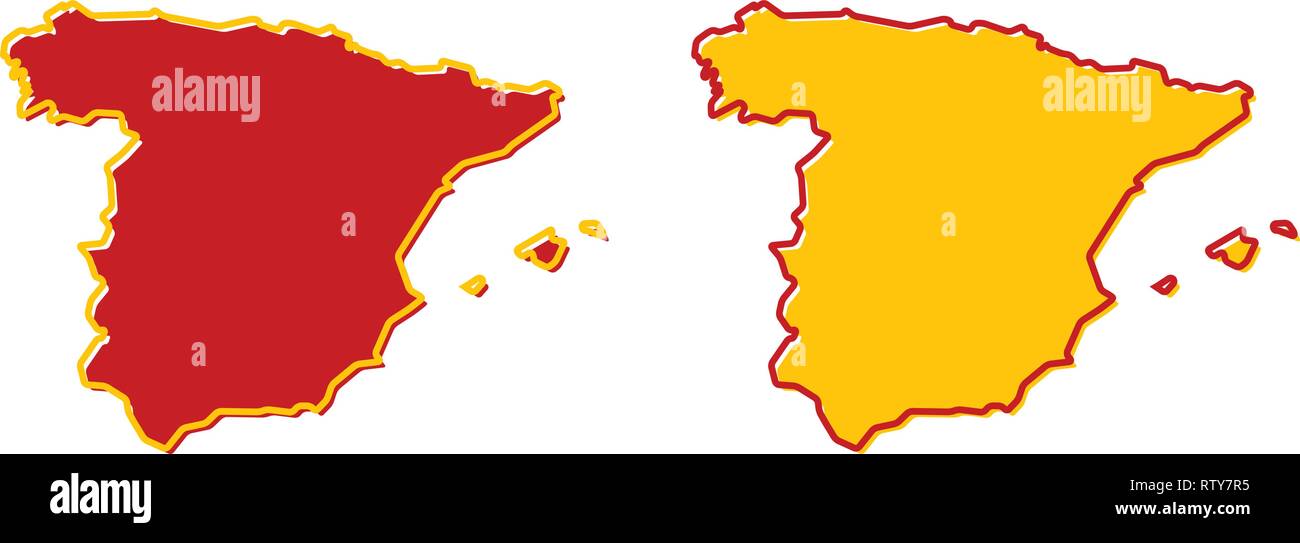 Carte Simplifiee De L Espagne Plan General Remplir Et Les Accidents Vasculaires Cerebraux Sont Des Couleurs Nationales Image Vectorielle Stock Alamy