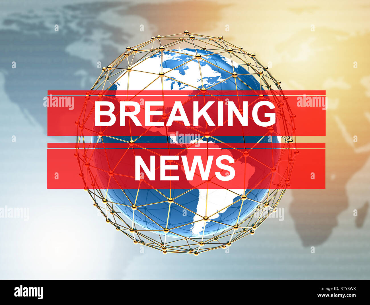 Les dernières nouvelles sur un arrière-plan lumineux : 3D illustration Banque D'Images