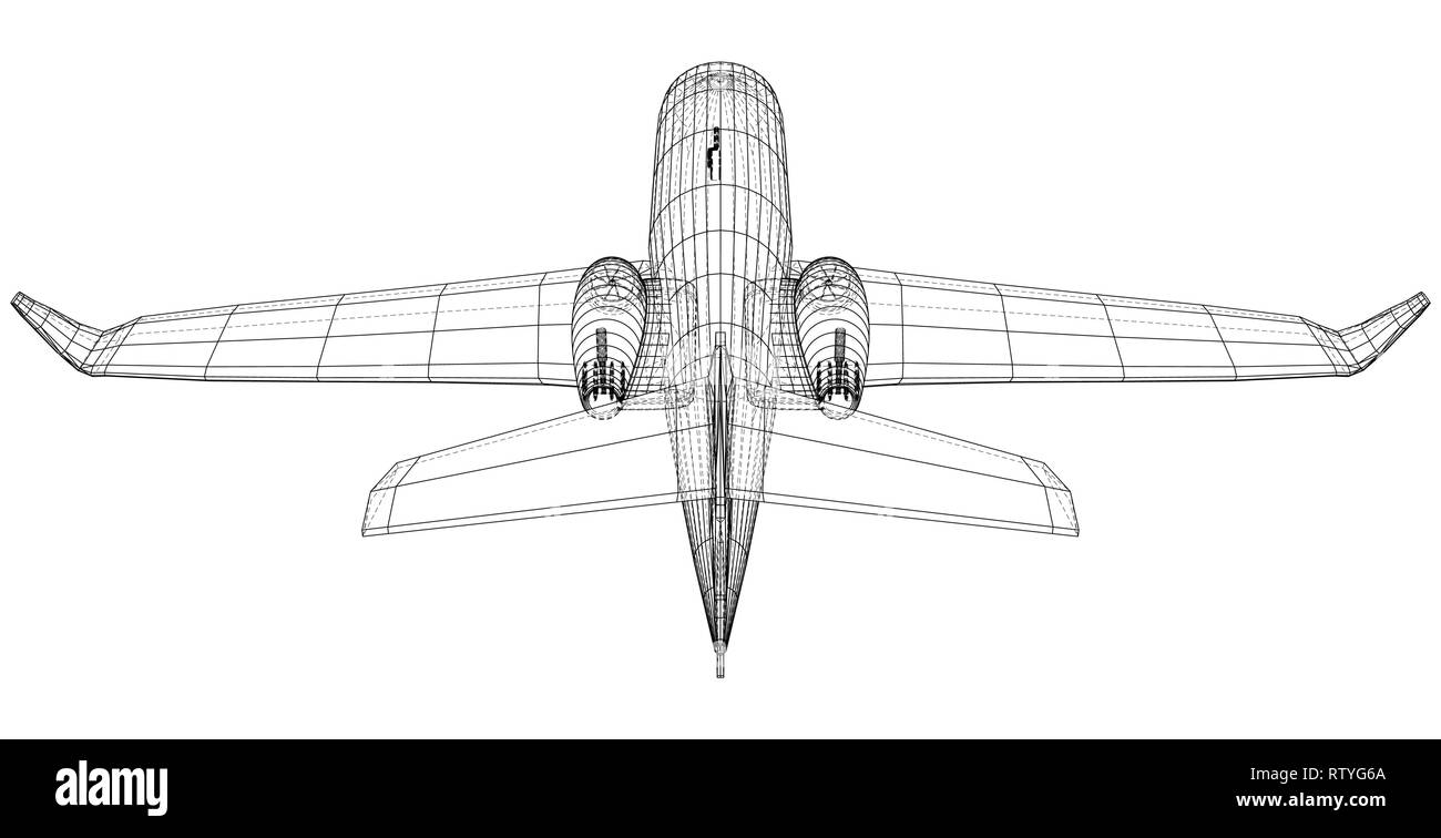 Avion Vector, Vector wireframe concept. Illustration 3d de création Illustration de Vecteur