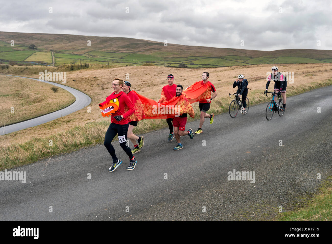 Régler, North Yorkshire, UK. 06Th Mars, 2019. Régler la moitié de course de marathon. Col Helwith glissières de pont dans le Parc National des Yorkshire Dales. Crédit : John Bentley/Alamy Live News Banque D'Images