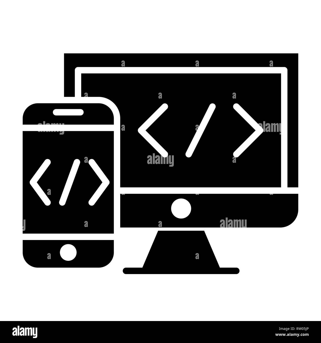 L'icône de codage, Vector Illustration, Glyphe d'E-Commerce Banque D'Images