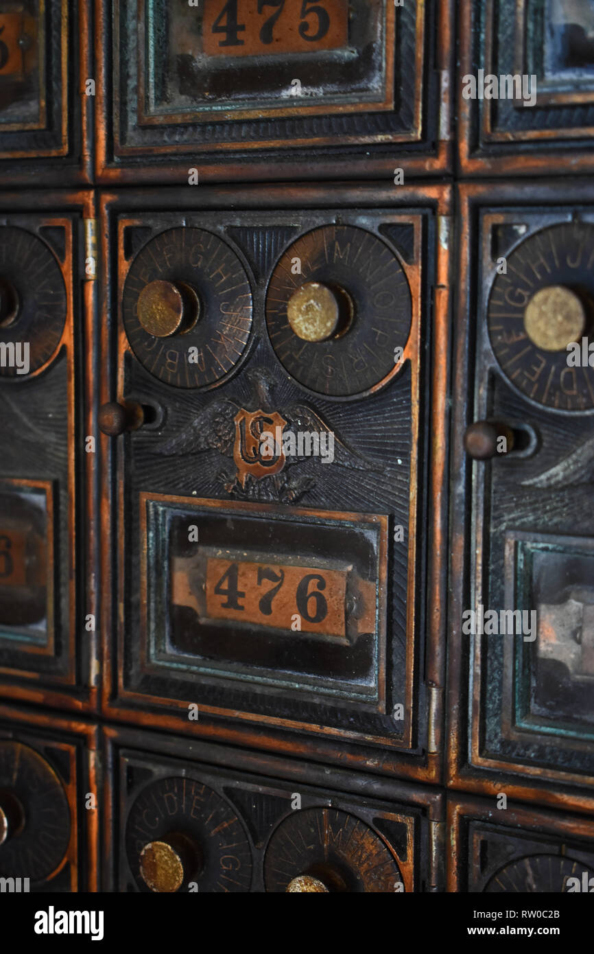 Antique Vintage post office box. Voir de très près. Banque D'Images