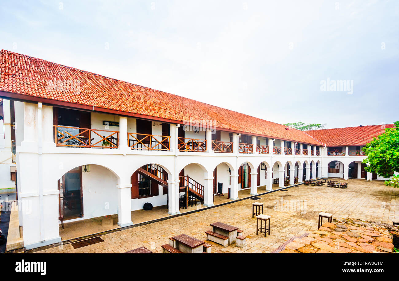 Vue sur le vieux Fort hôpital hollandais à Galle, Sri Lanka Banque D'Images