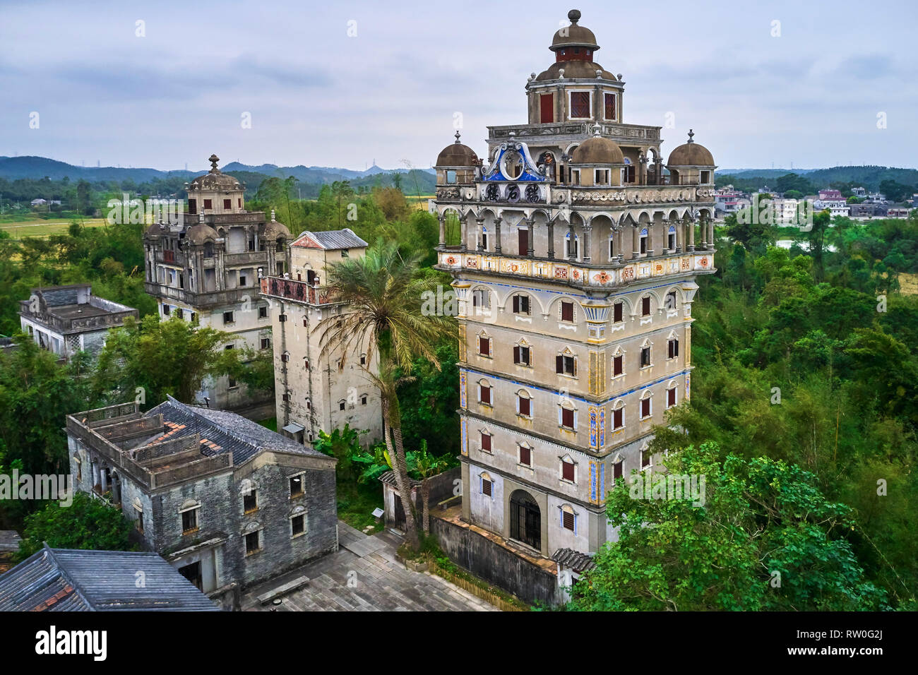 La Chine, Guangdong, Kaiping, UNESCO World Heritage, Jianjiangli village, les diaolous sont multi histoire de guet Banque D'Images