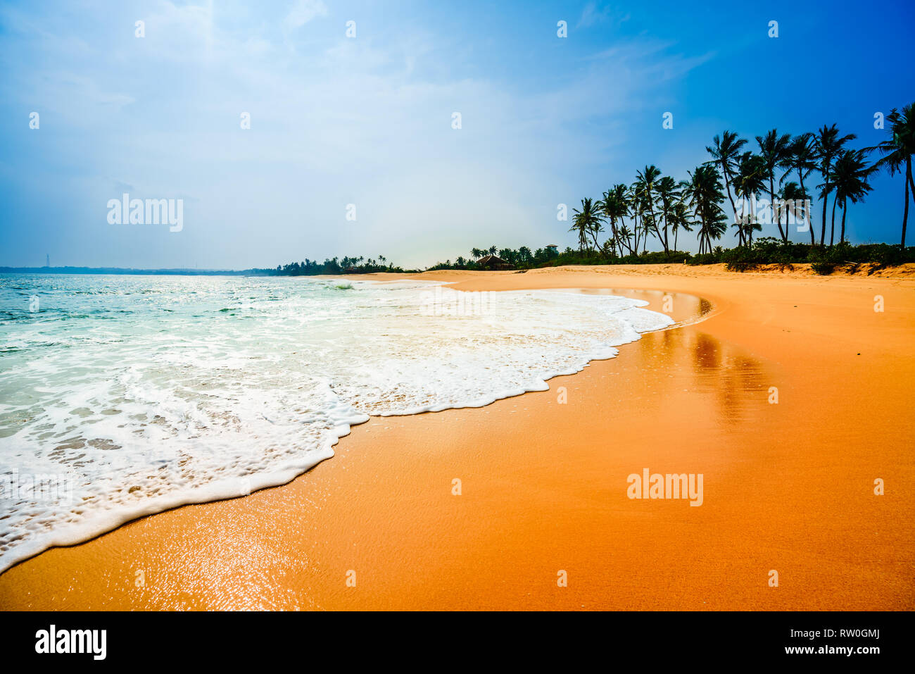 La plage de sable tropicale next de Tangalle - Sri Lanka Banque D'Images