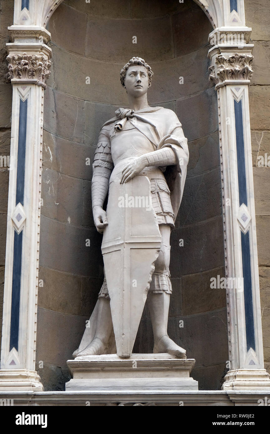 Saint Georges de Donatello, de l'église Orsanmichele à Florence, Toscane, Italie Banque D'Images