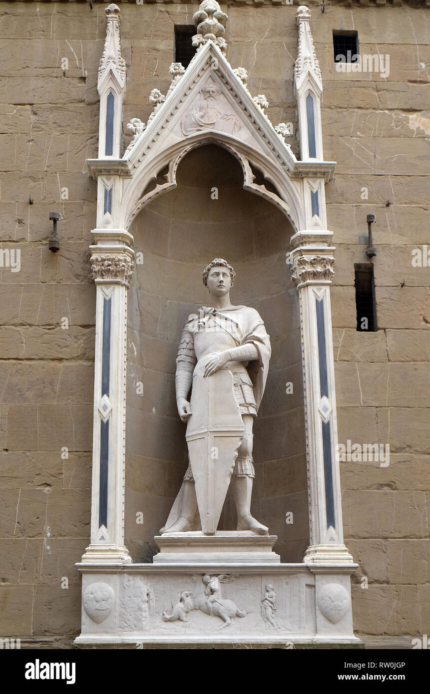 Saint Georges de Donatello, de l'église Orsanmichele à Florence, Toscane, Italie Banque D'Images