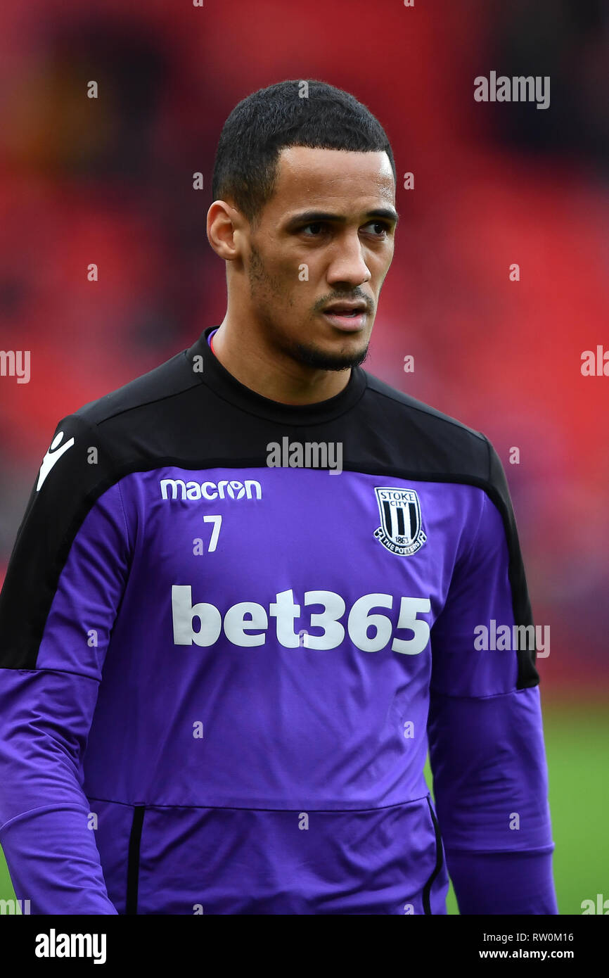 2 mars 2019, Bet 365 Stadium, Stoke-on-Trent, Angleterre ; Sky Bet Championship, Stoke City vs Nottingham Forest ; Tom Ince (7) de Stoke City Crédit : Jon Hobley/News Images images Ligue de football anglais sont soumis à licence DataCo Banque D'Images