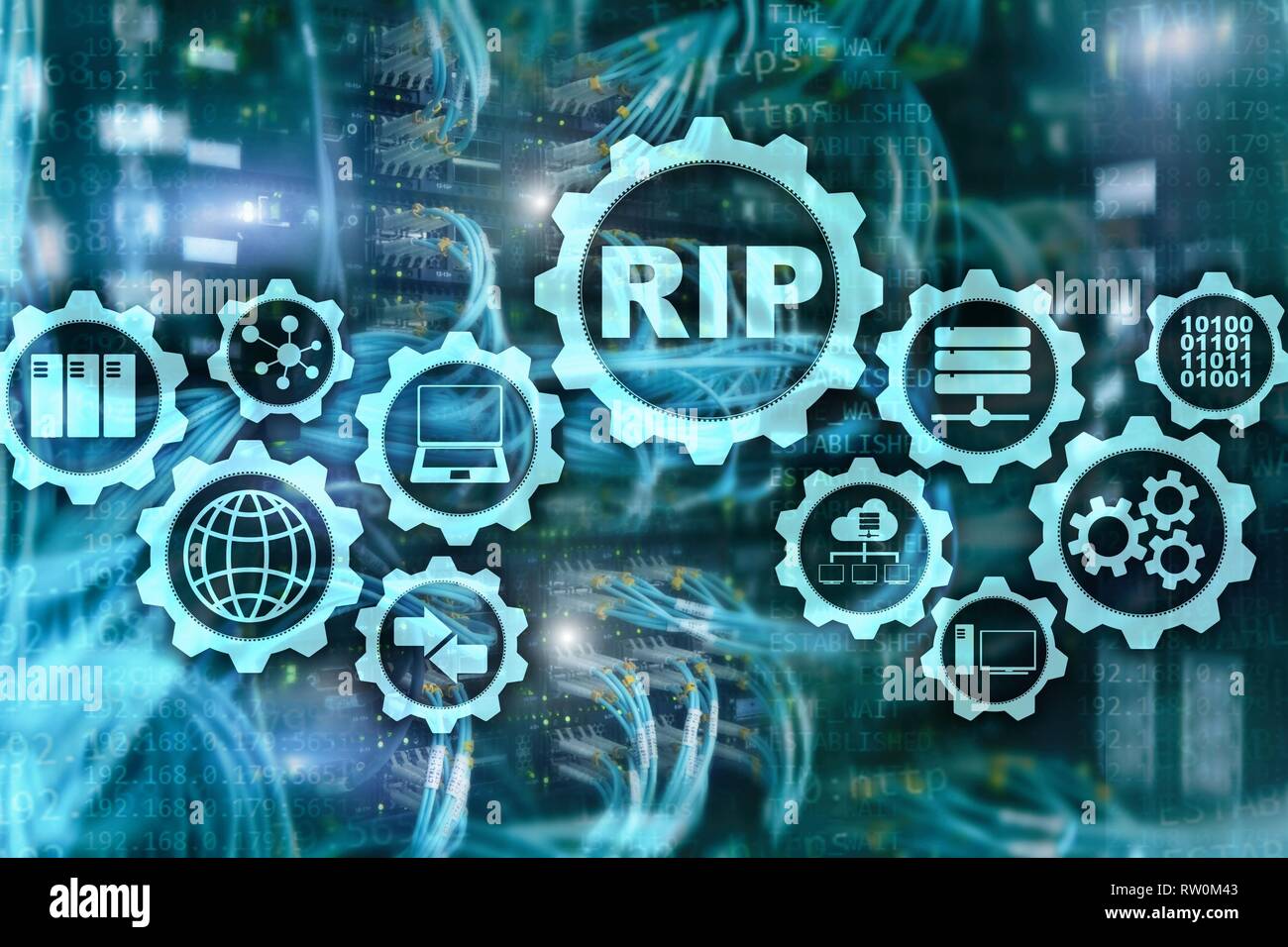 Le protocole de routage RIP. Des réseaux de technologie cocept. Banque D'Images