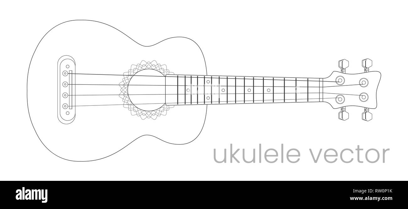 Ukulele guitare illustration. Instrument de musique. Ligne vectorielle croquis. Spe8 Illustration de Vecteur