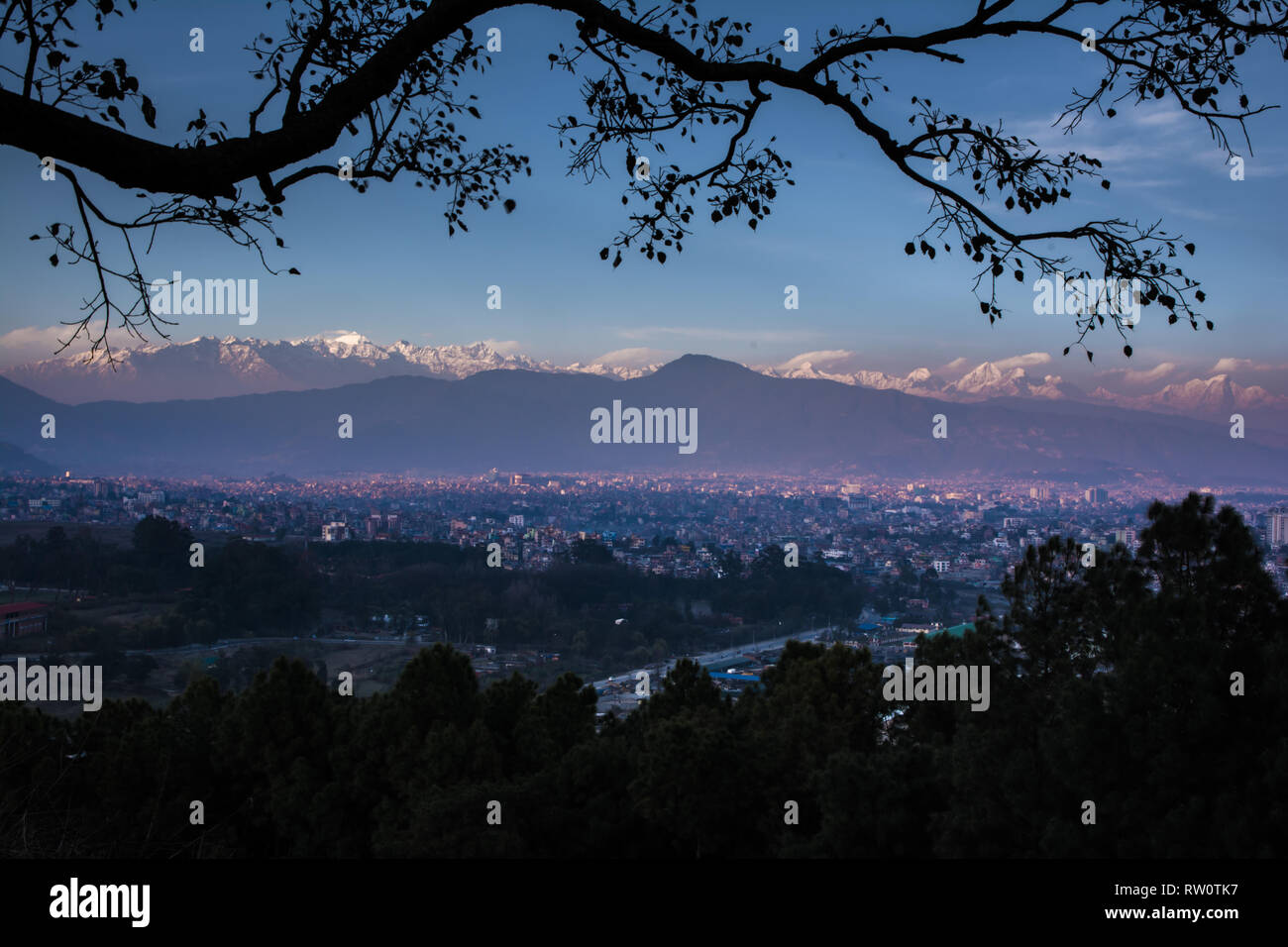 Vallée de Katmandou sur le châssis de l'arbre Banque D'Images