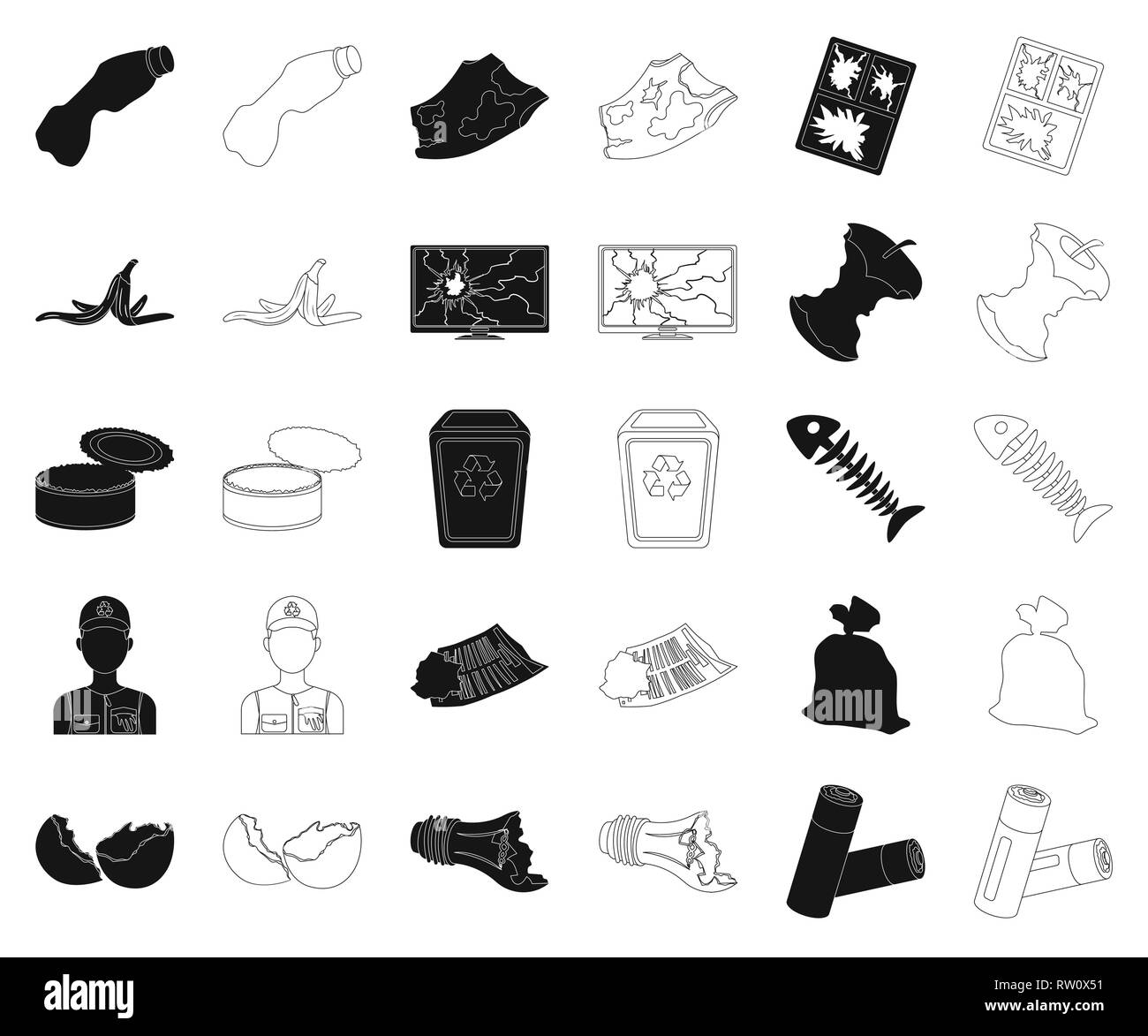 L'art,apple,banane,batteries,Black,contours,bouteille,casse,peut,collection,nettoyage,collector.,déchets,froissé,design,terre,coquille,poisson,déchets,icône illustration,isolé,logo,ampoule,métal,ouvert,papier,plastique,peel,dépose,chutes,set,chemise,d,s,,squelette symbole,fusée, la télévision, l'étain,déchiré,Corbeille,,insalubres des déchets,,web,fenêtre vecteurs vecteur , Illustration de Vecteur