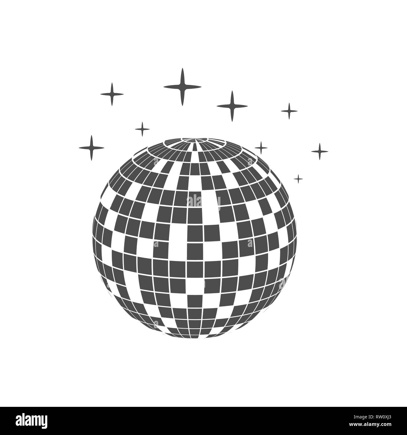 Icône boule disco fond blanc. Illustration vectorielle, modèle plat. Illustration de Vecteur