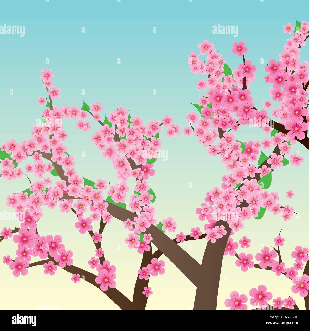 Printemps ou été arrière-plan avec fleur de cerisier, arbres de sakura, vector illustration Illustration de Vecteur