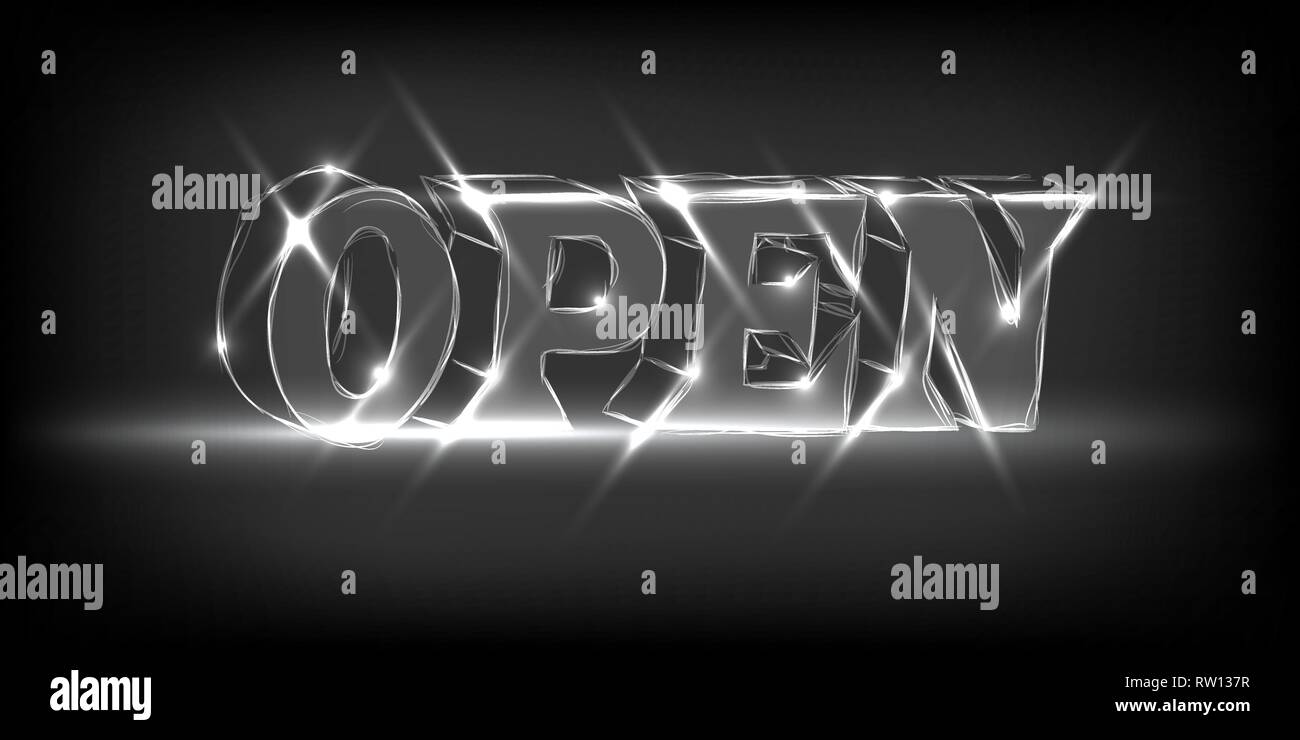 Néon lumineux rétro inscription 'Ouvrir' vector Illustration de Vecteur