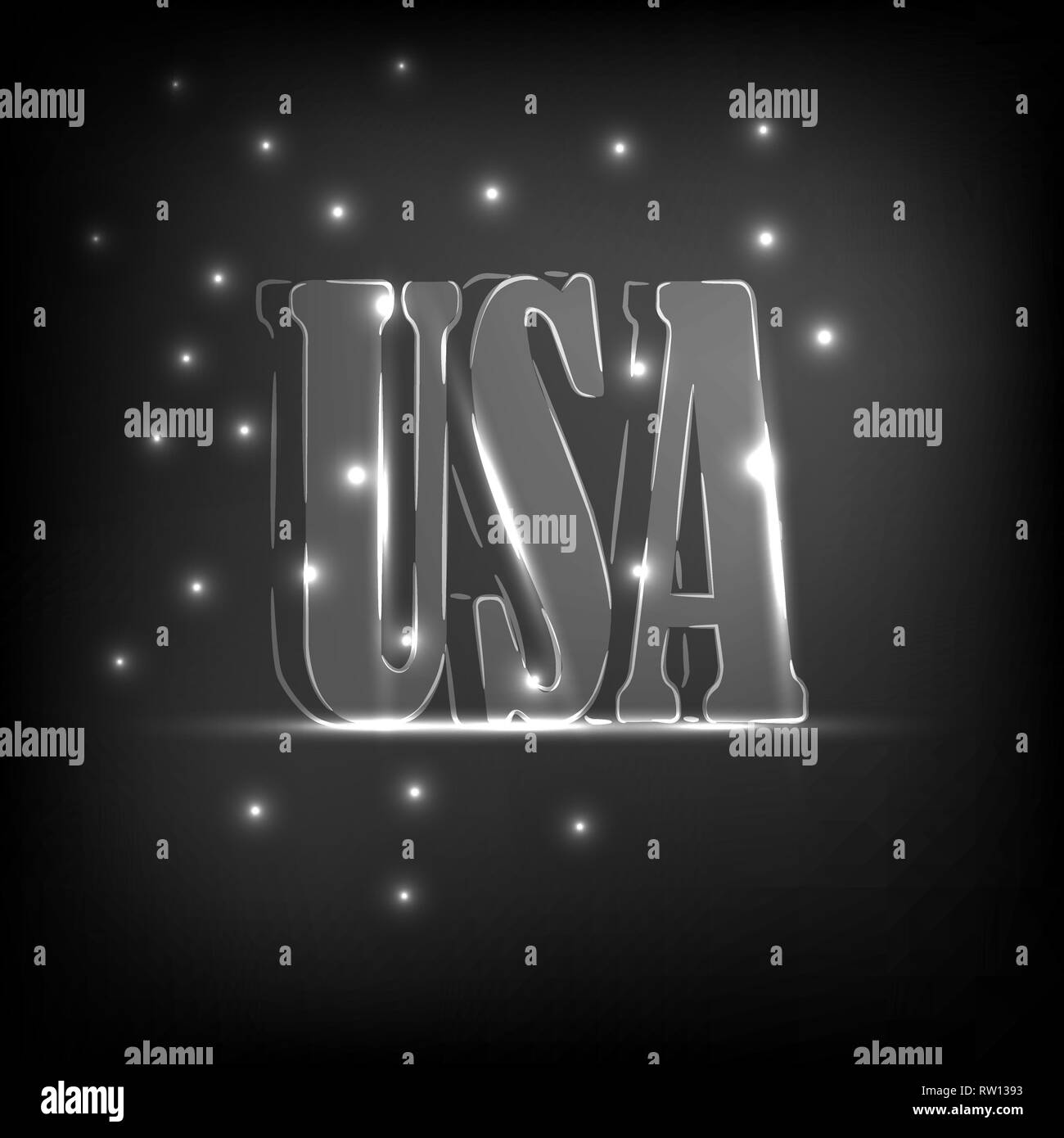 Inscription au néon lumineux 'USA' vector Illustration de Vecteur