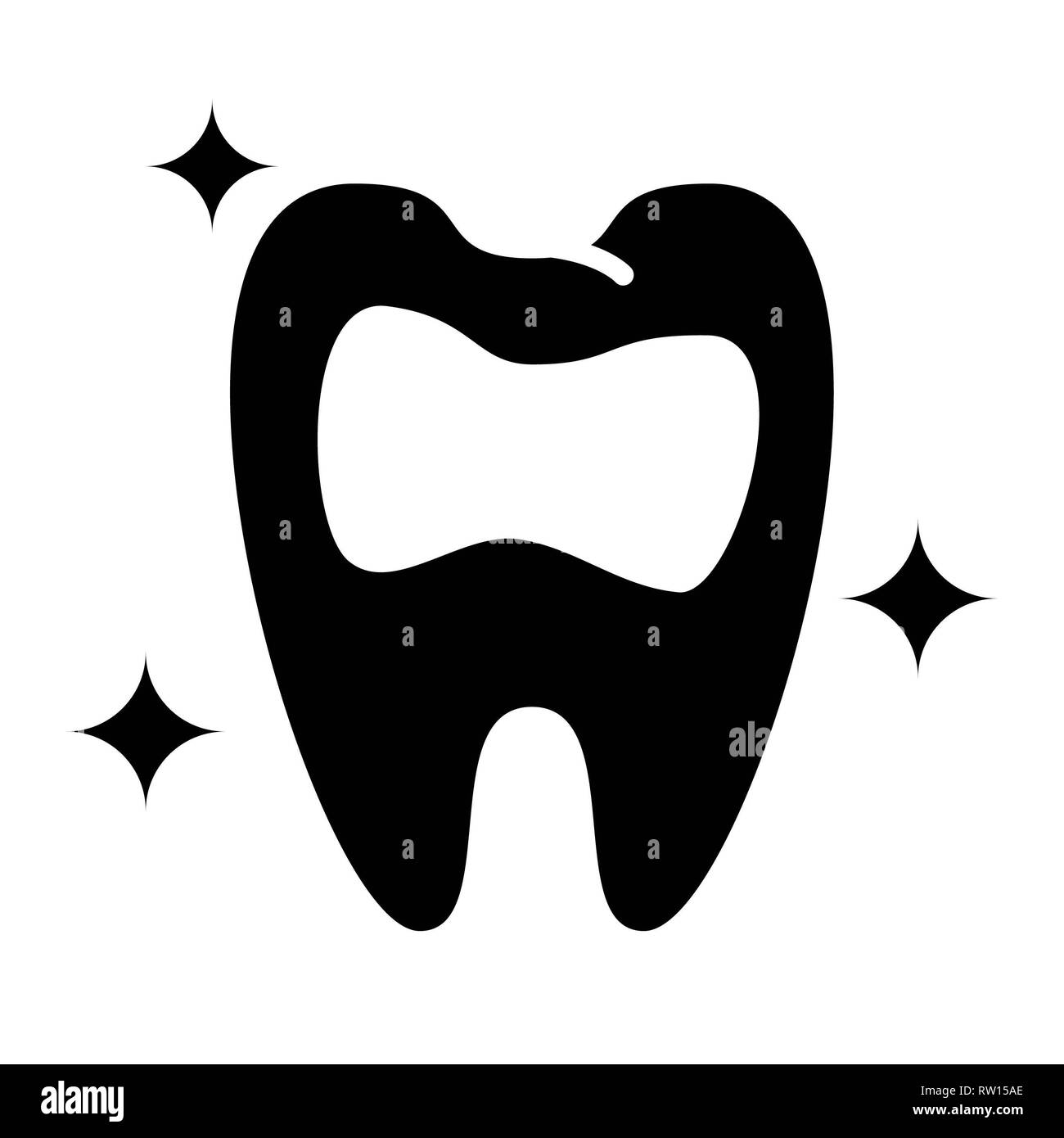 L'icône de la dent, Vector Illustration, soins de contours Banque D'Images