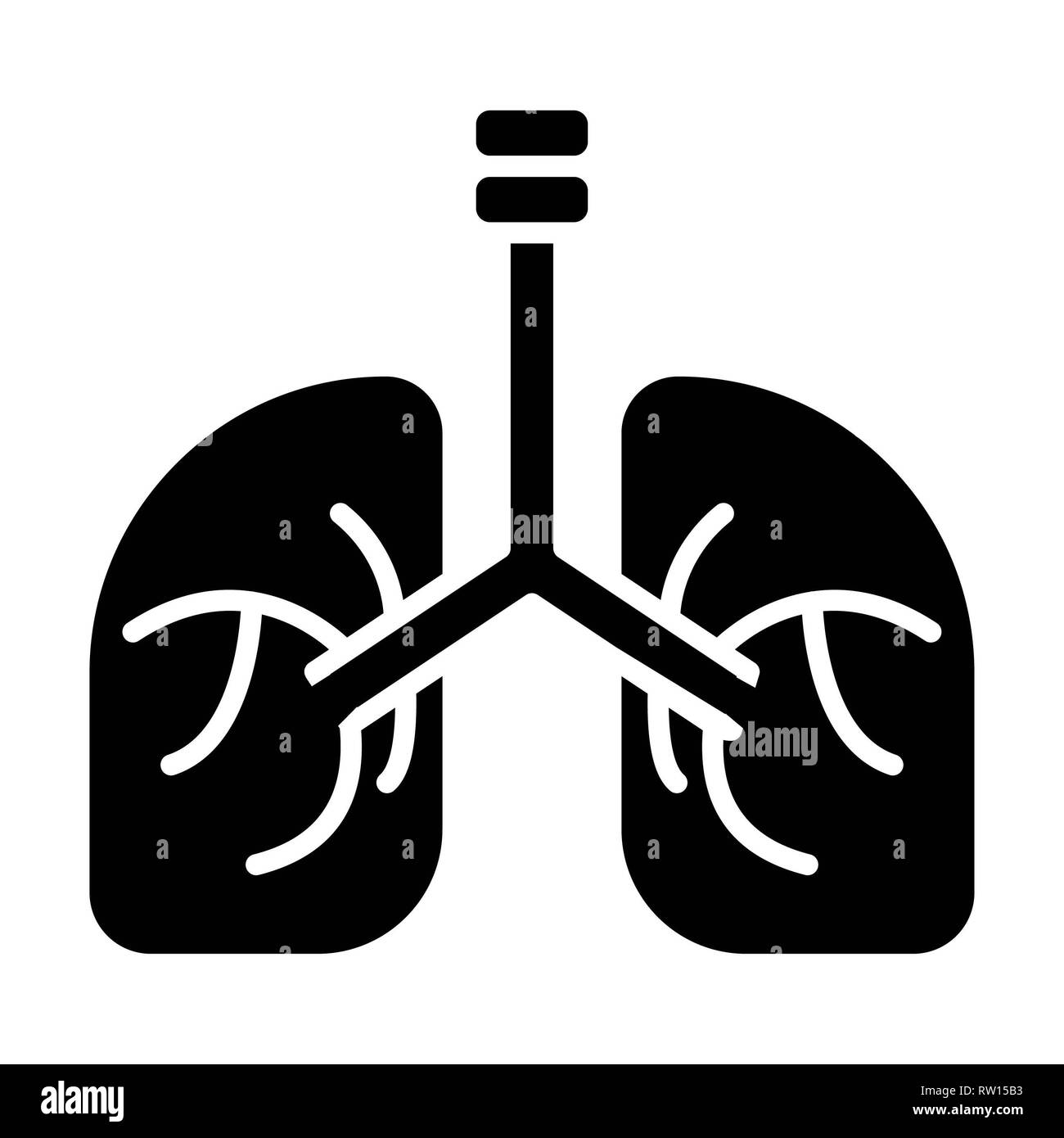 L'icône du poumon, Vector Illustration, soins de contours Banque D'Images