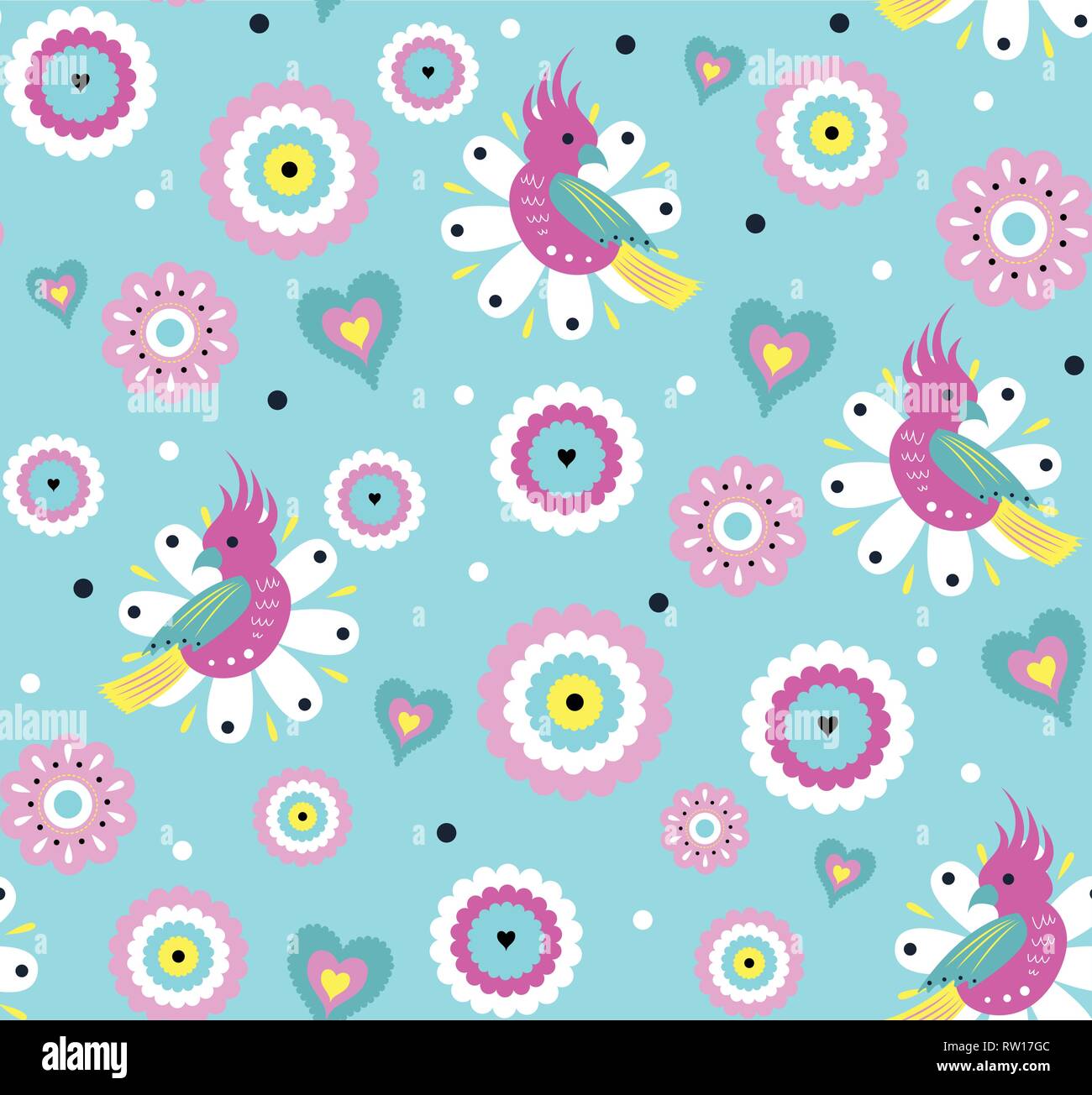 Vecteur lumineux modèle transparent avec mignon perroquet et fleurs tropicales exotiques Illustration de Vecteur