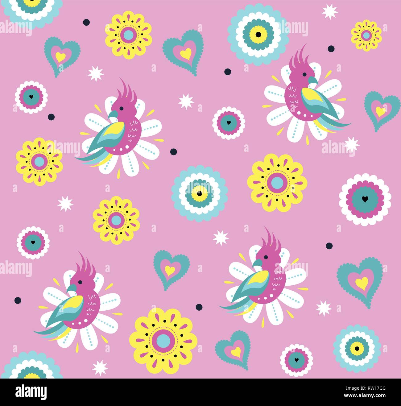 Vecteur lumineux modèle transparent avec mignon perroquet et fleurs tropicales exotiques Illustration de Vecteur
