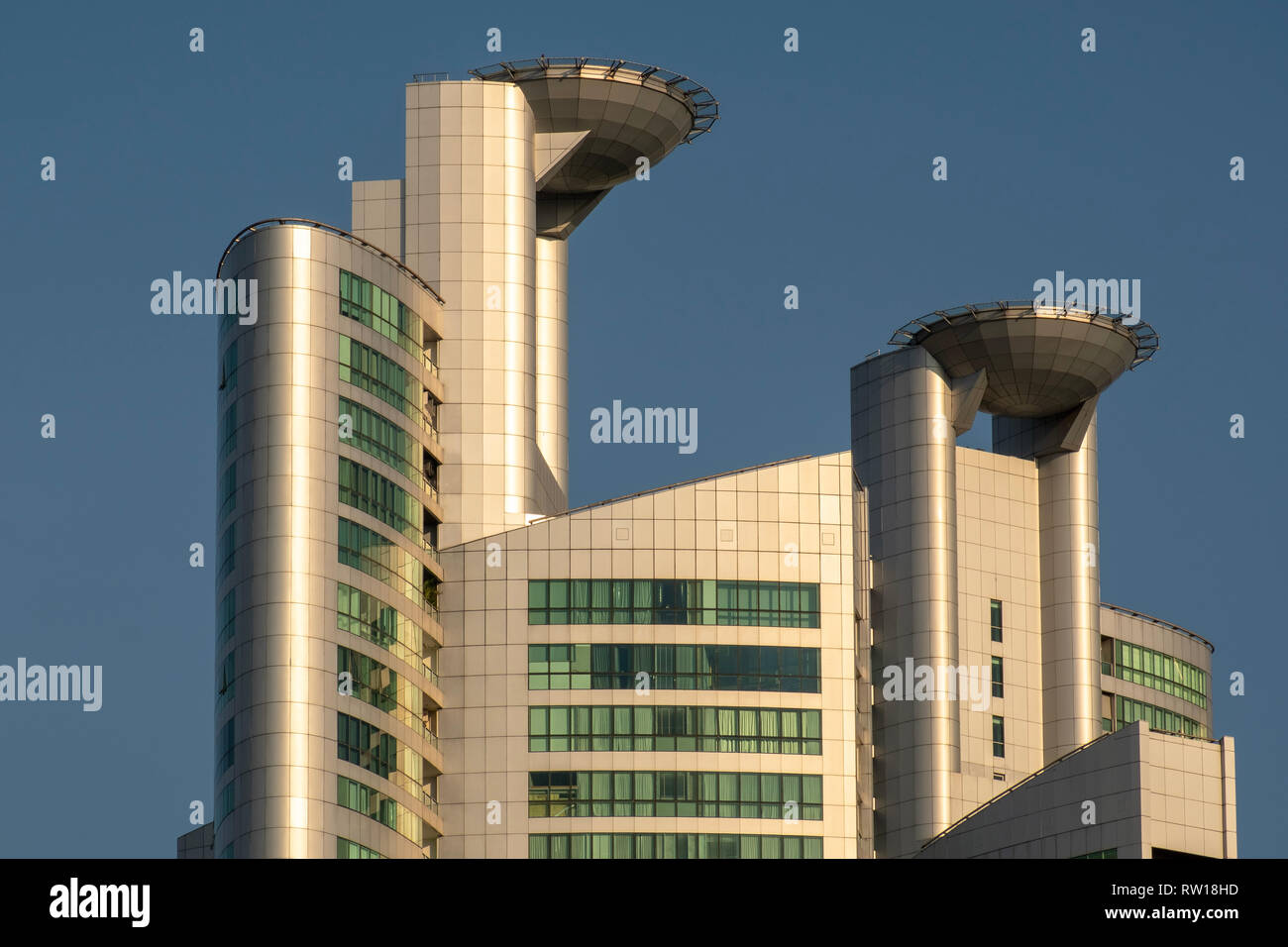 La plate-forme d'atterrissage pour hélicoptère avec bâtiment, Bangkok, Thaïlande Banque D'Images