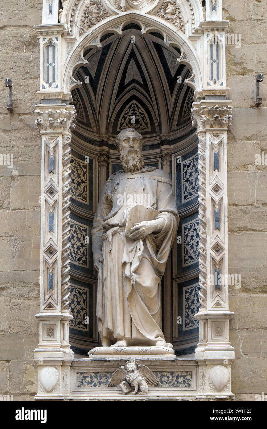 Saint Mark de Donatello, de l'église Orsanmichele à Florence, Toscane, Italie Banque D'Images