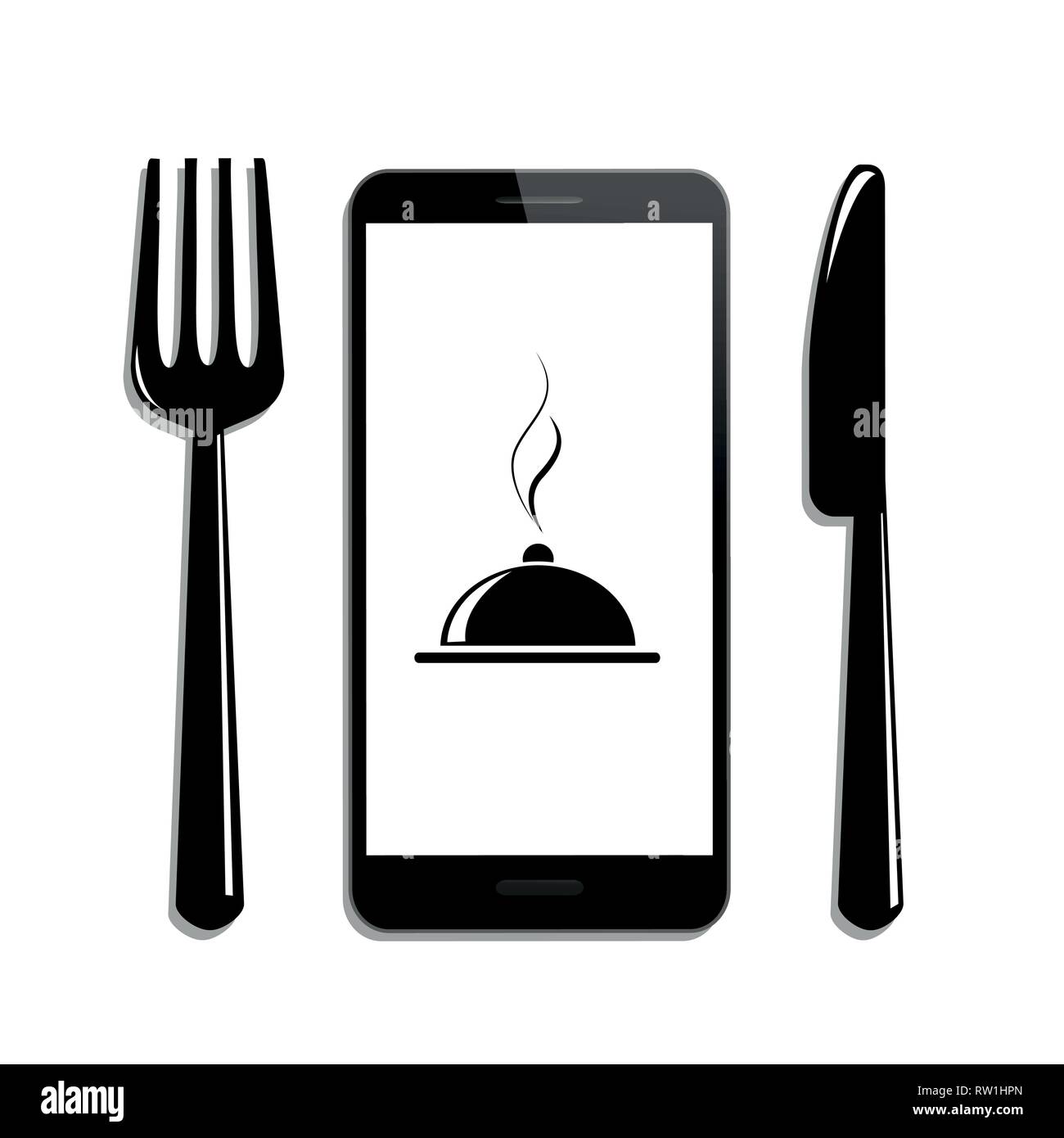 Commande de repas en ligne via smartphone vector illustration EPS10 Illustration de Vecteur