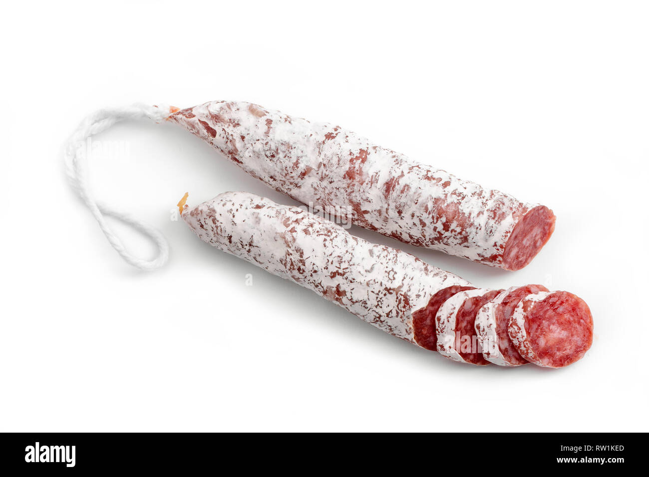 Salami d'hiver sur fond blanc Banque D'Images Salami d'hiver sur fond blanc Banque D'Images
