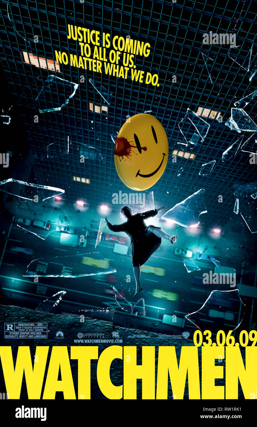 Watchmen (2009) réalisé par Zack Snyder et avec Jackie Earle Haley, Patrick Wilson, Carla Gugino et Jeffrey Dean Morgan. Adaptation cinématographique de l'impressionnante série de comics britannique. Banque D'Images