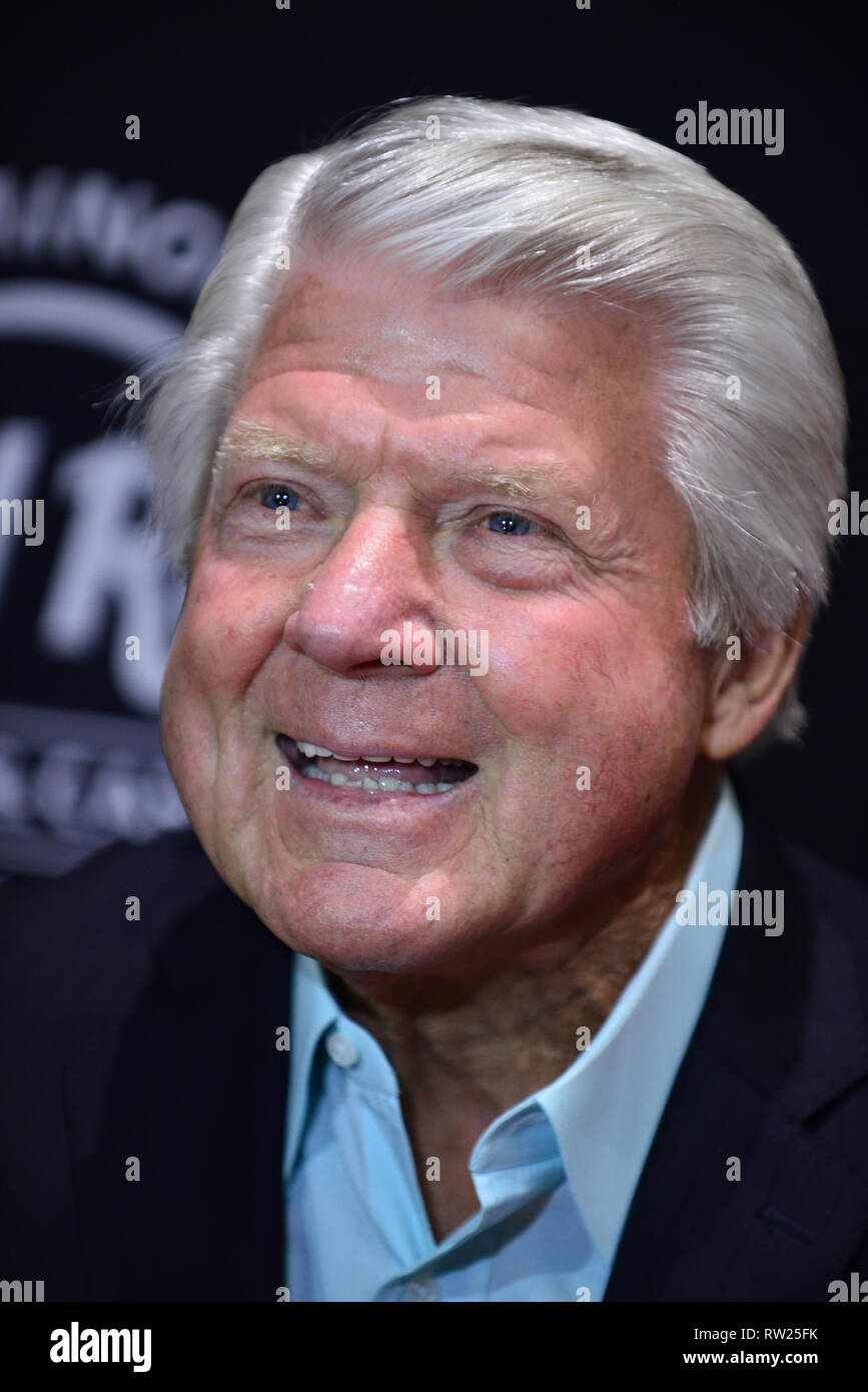 Hollywood, FL, USA. 09Th Mar, 2019. Jimmy Johnson, le football américain, diffuseur et l'ancien joueur et entraîneur parle au cours d'une conférence de presse en vue de la prochaine 2019 Jimmy Johnson dans la quête de l'anneau" Semaine de pêche du championnat le plus riche du monde avec sac à main garanti de 1,75 $ millions au Seminole Hard Rock Hotel & Casino Hollywood sur Mars 02, 2019 à Hollywood, en Floride. Credit : Mpi10/media/Alamy Punch Live News Banque D'Images