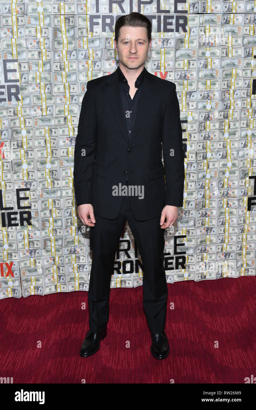 New York, USA. 3e Mar 2019. Benjamin McKenzie assiste à la "Triple Frontière" Première Mondiale au Jazz at Lincoln Center, 03 mars 2019 à New York. Crédit : Erik Pendzich/Alamy Live News Banque D'Images