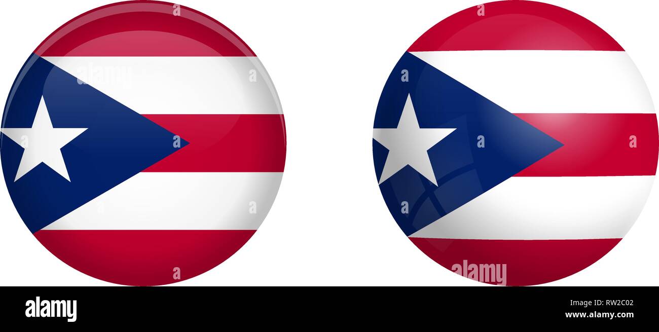 Puertorico drapeau sous dôme et bouton 3d sur papier glacé / sphere ball. Illustration de Vecteur